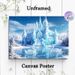 Ice Castle Painting Poster, Enchanting Icy Fantasy Scene With Ice Swans & Snowy Trees Poster, Magical Winter-themed Decor Ideal For Bedroom, Living_maomaolike.com