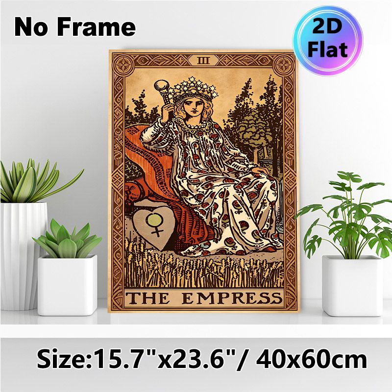 The Empress Tarot Card Painting Poster, Vintage Retro Style Poster, Depicting Regal Empress With Star Crown & Scepter, Ideal For Home Spiritual Decor_maomaolike.com