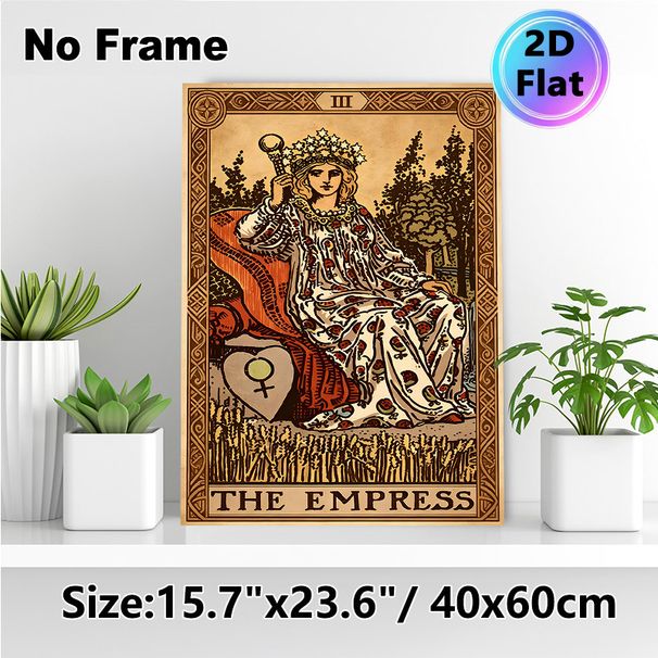 The Empress Tarot Card Painting Poster, Vintage Retro Style Poster, Depicting Regal Empress With Star Crown & Scepter, Ideal For Home Spiritual Decor_maomaolike.com