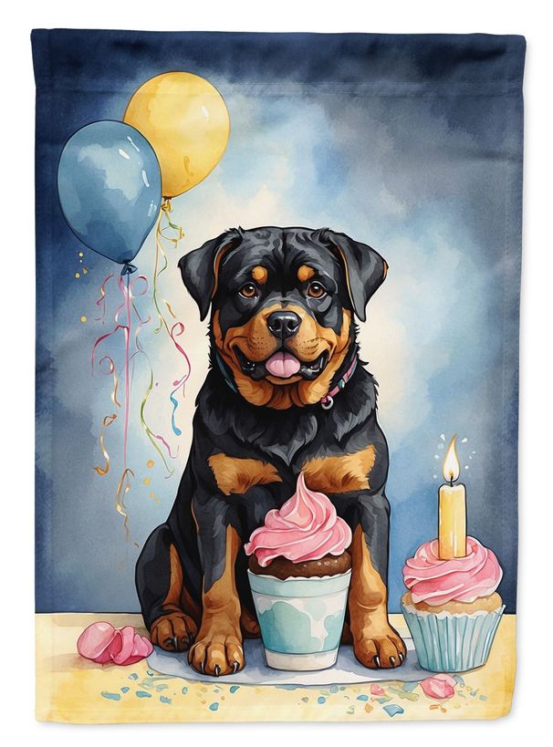 Rottweiler Happy Birthday House Flag Large Porch Sleeve Pole Decorative Outside Yard Banner Artwork Wall Hanging, Polyester, House Size, Multicolor_maomaolike.com