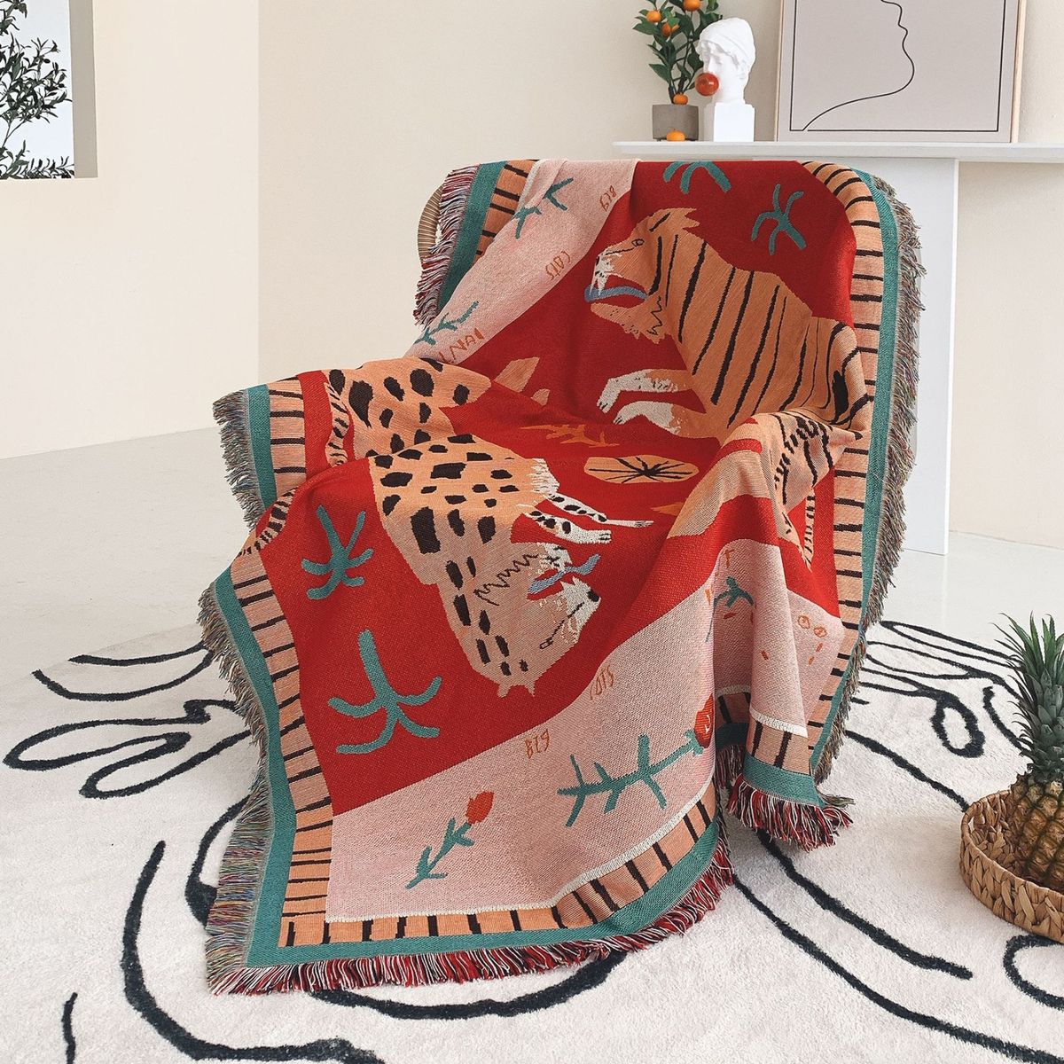 Camping Outdoor Sofa Ins Style Trunk Stall Line Bohemian Picnic Blanket_maomaolike.com