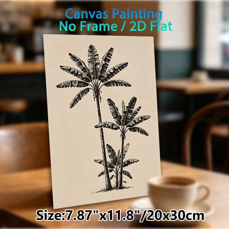 Banana Tree Painting Poster, Monochrome Line Art Style Poster, Understated Tropical Natural Decor Suitable For Living Room, Bedroom, Office_maomaolike.com