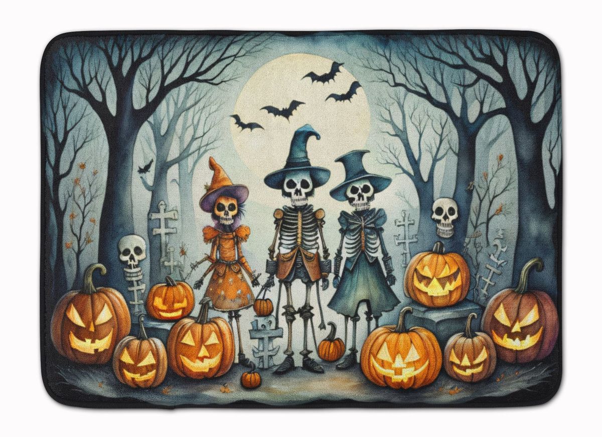 Calacas Skeletons Spooky Halloween Memory Foam Kitchen Mat Machine Washable Anti-Fatigue Mat Cushion Comfort Bath Mat Or Kitchen Rug_maomaolike.com