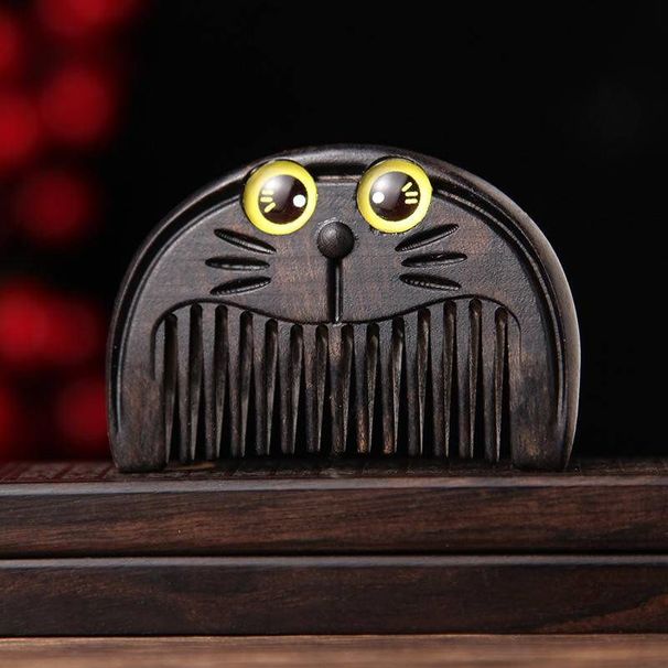 Natural Black Sandalwood Wide Tooth Scalp Massage Comb, Anti-Static Wooden Hair Detangler For Daily Hair Care
_maomaolike.com