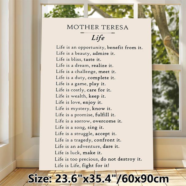 Mother Teresa Life Quote Painting Poster, Minimalist Typographic Text Art Poster, Inspirational Life-themed Decor Ideal For Home Office And Living_maomaolike.com