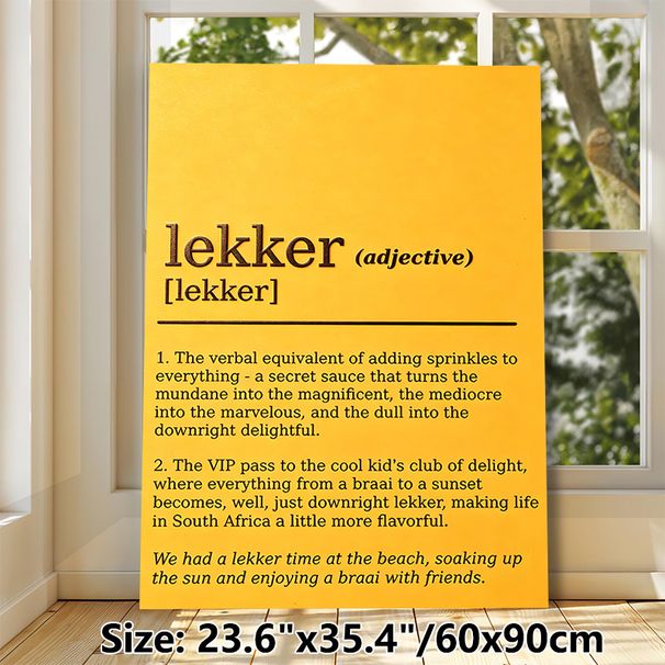 Lekker Definition Painting Poster, Warm-toned Minimalist Typographic Poster, Playful Word Definition Decor Ideal For Living Room, Cafe_maomaolike.com