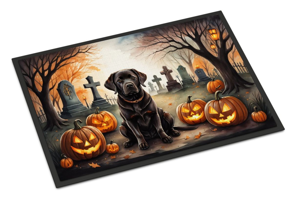 Chocolate Labrador Retriever Spooky Halloween Doormat Front Door Mat Indoor Outdoor Rugs For Entryway, Non Slip Washable Low Pile, 24H X 36W_maomaolike.com