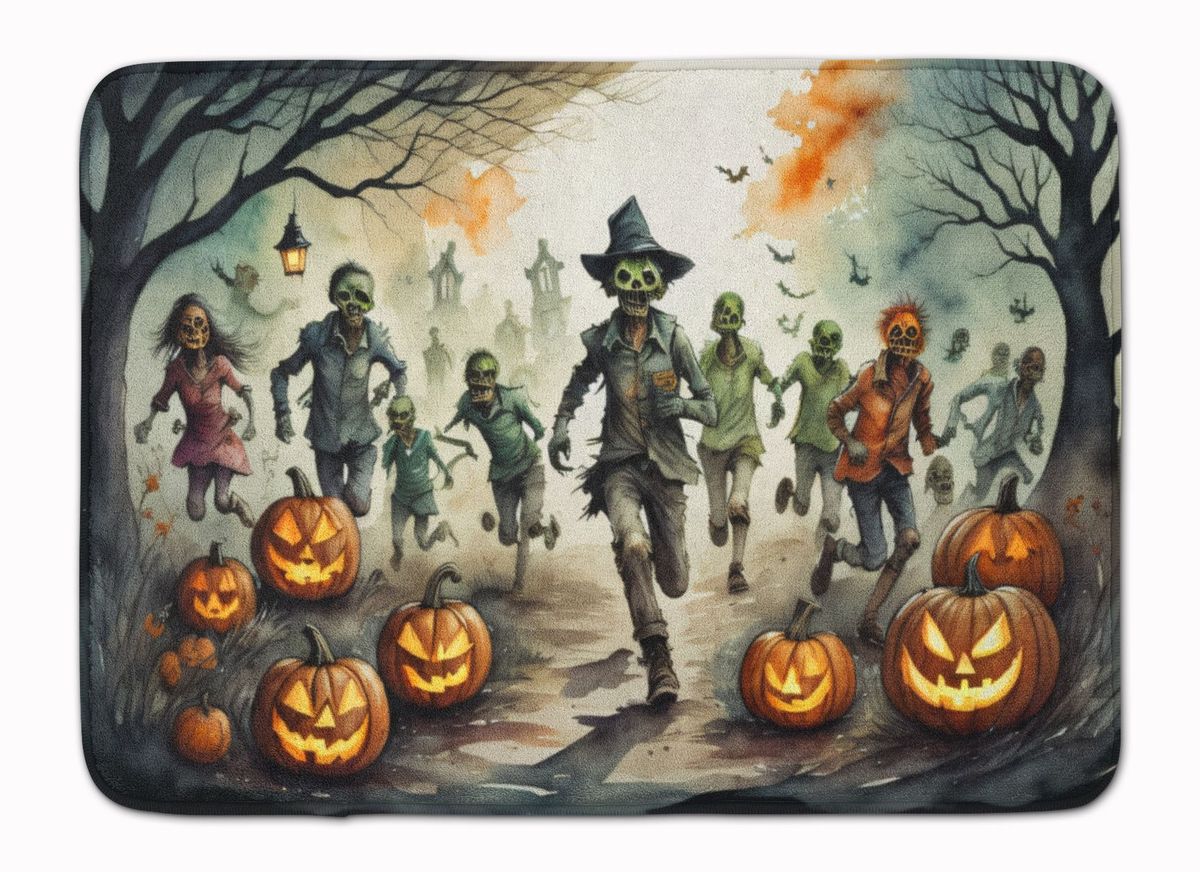 Zombies Spooky Halloween Memory Foam Kitchen Mat Machine Washable Anti-Fatigue Mat Cushion Comfort Bath Mat Or Kitchen Rug_maomaolike.com