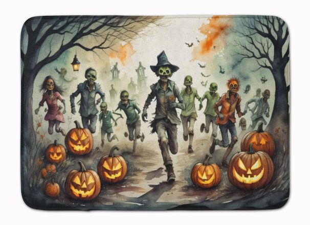 Zombies Spooky Halloween Memory Foam Kitchen Mat Machine Washable Anti-Fatigue Mat Cushion Comfort Bath Mat Or Kitchen Rug_maomaolike.com