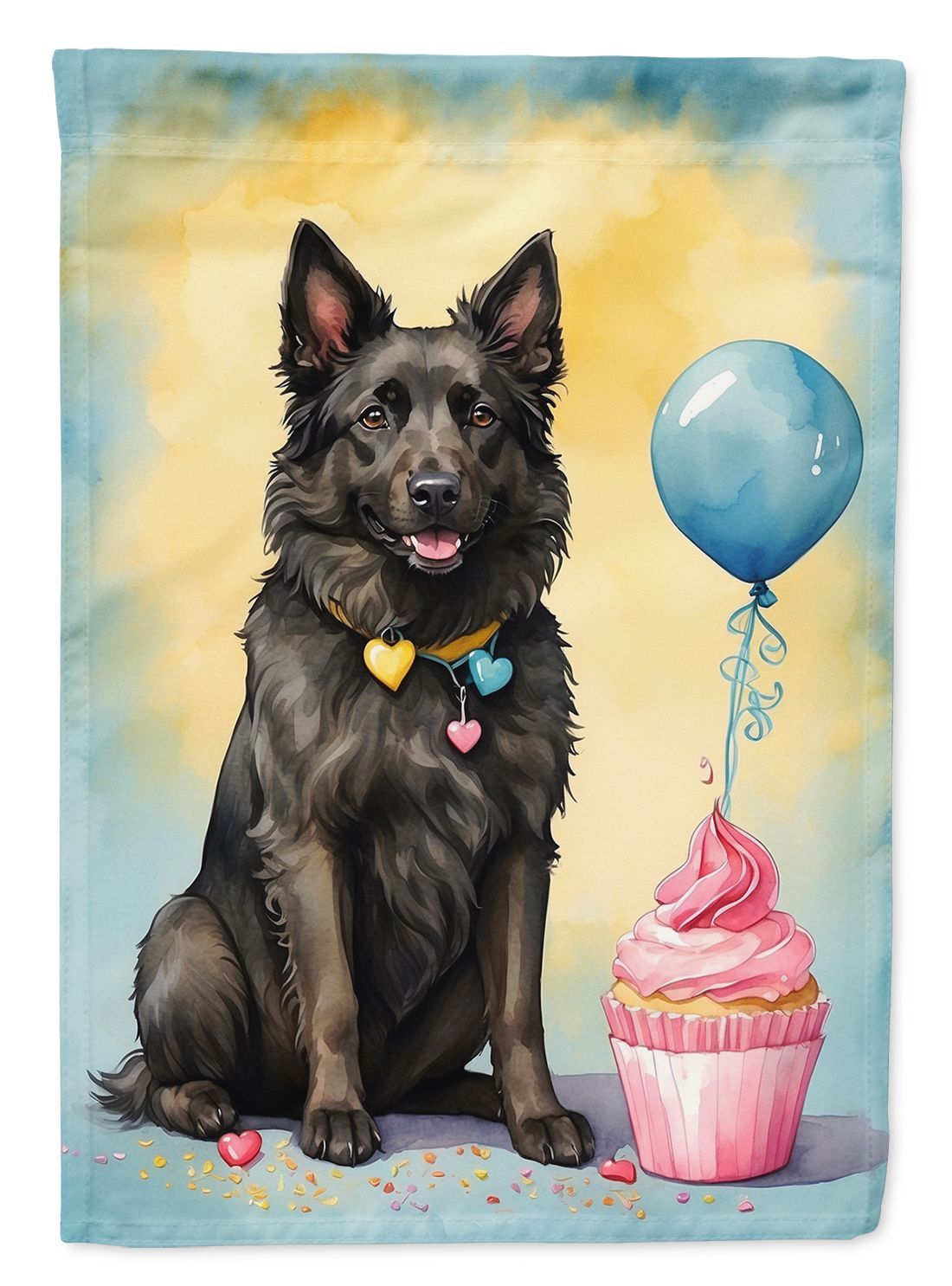 Belgian Sheepdog Happy Birthday House Flag Large Porch Sleeve Pole Decorative Outside Yard Banner Artwork Wall Hanging, Polyester, House Size, Multicolor_maomaolike.com