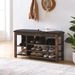 A Height-adjustable Long Shoe-changing Bench,made Of Natural Rubberwood,comes With A Comfortable Seat,concealed Storage Space And Large Storage Compartments, Featuring Charcoal-grained Wood ,Vintage_maomaolike.com