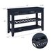 Retro Design Console Table With Two Open Shelves, Pine Solid Wood Frame And Legs For Living Room_maomaolike.com