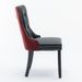 A&A Furniture Nikki Collection Modern Tufted Solid Wood Dining Chair Set, Velvet And PU Upholstered With Nailhead Trim, Black & Wine Red, 2-Piece Set_maomaolike.com