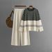 Women's Clothing striped knitted two piece round neck sweater loose casual fashion suit_maomaolike.com