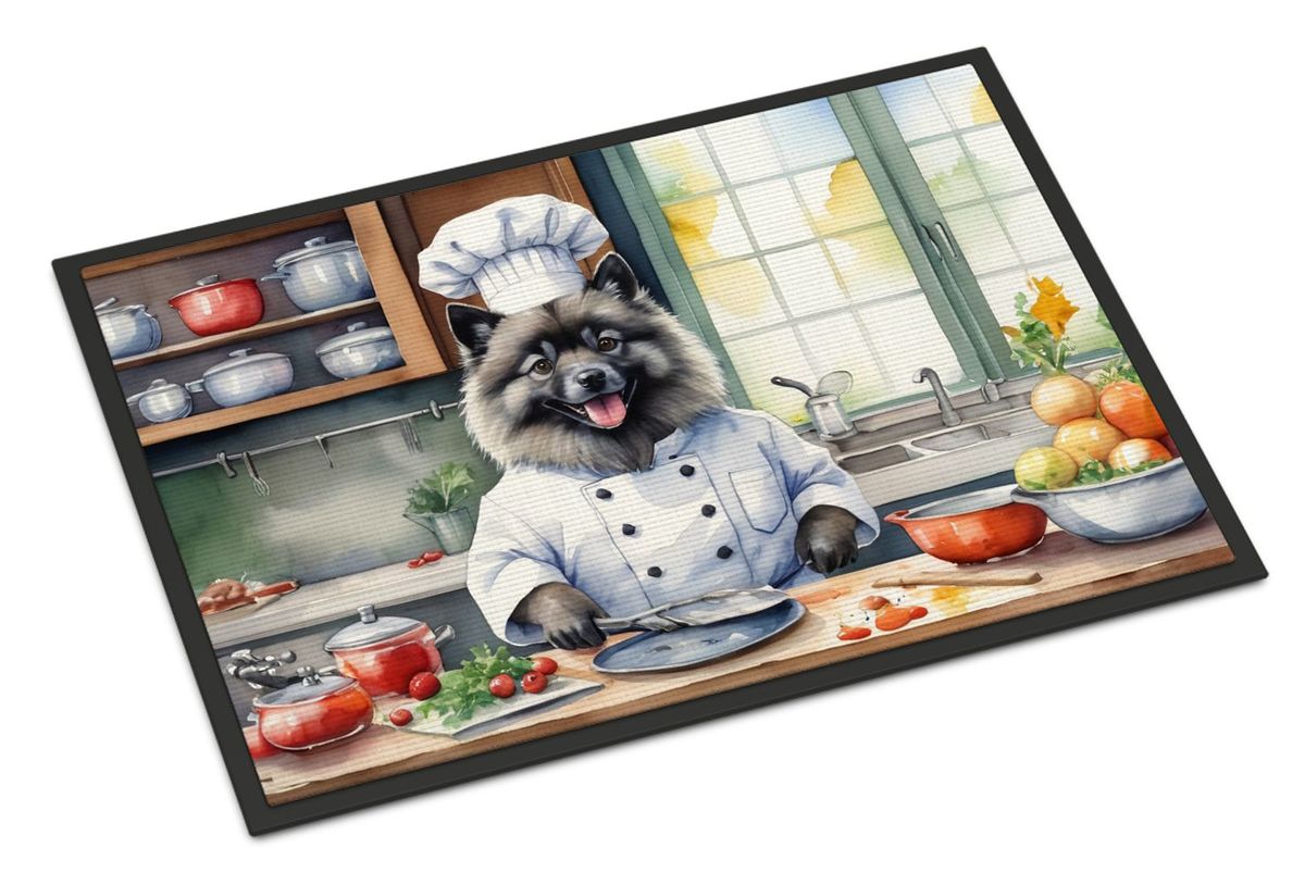 Keeshond The Chef Doormat Front Door Mat Indoor Outdoor Rugs For Entryway, Non Slip Washable Low Pile, 24H X 36W_maomaolike.com