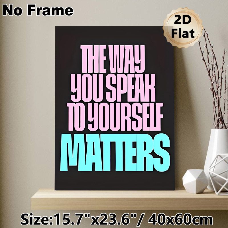 Inspirational Quote Painting Poster, Vibrant Color-block Typographic Poster, Motivational Self-talk Reminder, Ideal For Bedroom, Living Room And_maomaolike.com