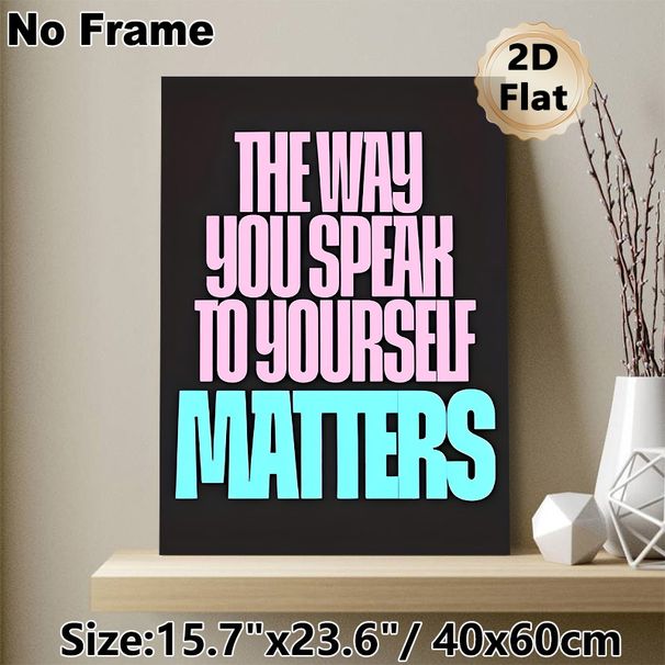 Inspirational Quote Painting Poster, Vibrant Color-block Typographic Poster, Motivational Self-talk Reminder, Ideal For Bedroom, Living Room And_maomaolike.com