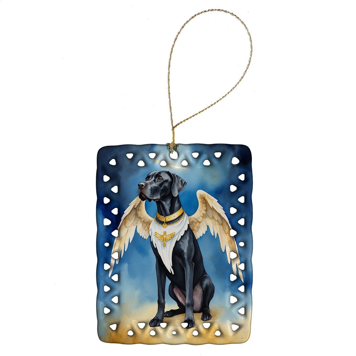 Great Dane My Angel Porcelain Ornament Christmas Tree Hanging Decorations For Home Christmas Holiday, Rectangle, Gift, Multicolor_maomaolike.com
