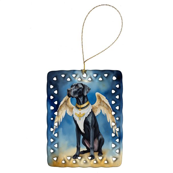 Great Dane My Angel Porcelain Ornament Christmas Tree Hanging Decorations For Home Christmas Holiday, Rectangle, Gift, Multicolor_maomaolike.com
