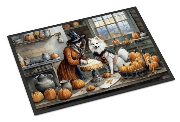 American Eskimo Fall Kitchen Pumpkins Doormat Front Door Mat Indoor Outdoor Rugs For Entryway, Non Slip Washable Low Pile, 24H X 36W_maomaolike.com