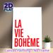 La Vie Bohème Typography Painting Poster, Minimalist Bold Red Text Poster, Stylish Artistic Decor Suitable For Living Room, Bedroom And Studio_maomaolike.com