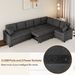 124.8"L-shaped Sofa Convertible Sofa Bed Pull Out Sofa Sleeper With Two Back Pillows, Two USB Ports And Two Power Sockets For Living Room_maomaolike.com