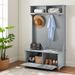 Modern Classic Hall Tree With Shoe Rack Bench And Coat Hooks For Hanging Storage, Entryway Bench With Open Shelves And Shoe Cabinets 40.16"W*18.58"D*64.17"H White_maomaolike.com