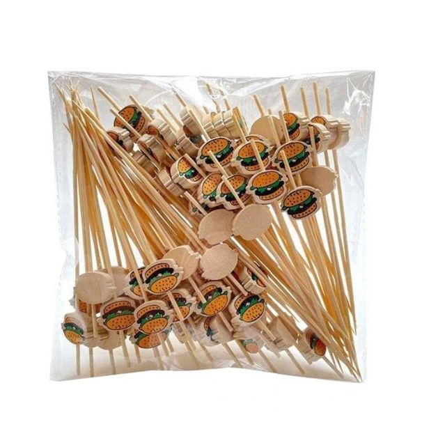 100PCS Hamburger Toothpick Tail Pick Stick Sandwiche Appetizer Cake Deert Drink Fruit For Party Decoration_maomaolike.com