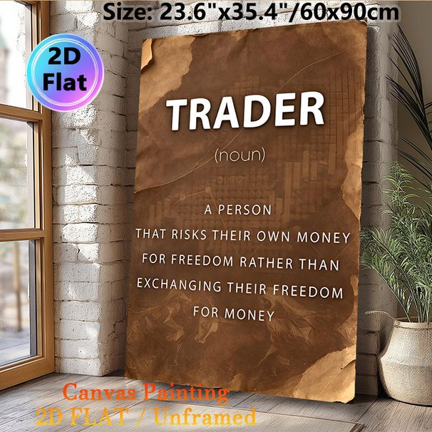 Trader Definition Painting Poster, Vintage Distressed Typographic Poster, Inspirational Finance-themed Decor Ideal For Home Office Or Trading_maomaolike.com
