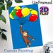 Monkey & Balloons Themed Painting Poster, Vibrant Cartoon Style Poster, Cheerful Brown Monkey Holding Colorful Balloons, Lively Decorative Piece For_maomaolike.com