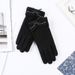 New autumn and winter cashmere gloves women's outdoor cycling bow plus velvet thickened cold-proof touch screen warm gloves women_maomaolike.com