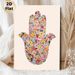Floral Hamsa Hand Painting Poster, Vibrant Floral-filled Hamsa Hand Poster, Brings Bohemian-inspired Charm Ideal For Living Room, Bedroom Or_maomaolike.com
