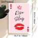 Queen Of Hearts Poker Themed Painting Poster, Stylish Minimalist Pink Poster With Crown, Lip Print & "Rise & Slay" Quote, Inspirational Wall Decor For_maomaolike.com