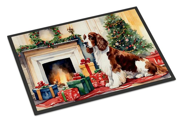 Welsh Springer Spaniel Cozy Christmas Doormat Front Door Mat Indoor Outdoor Rugs For Entryway, Non Slip Washable Low Pile, 24H X 36W_maomaolike.com
