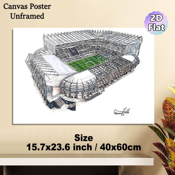 Soccer Stadium Painting Poster, Hand-drawn Realistic Sketch Poster, Detailed Football Stadium Artwork, Ideal For Sports Enthusiasts' Home, Office Or_maomaolike.com
