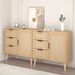 Modern Rattan Wood Dresser Wood Storage Cabinet Sideboard For Bedroom, Living Room, Entryway, Hallway_maomaolike.com