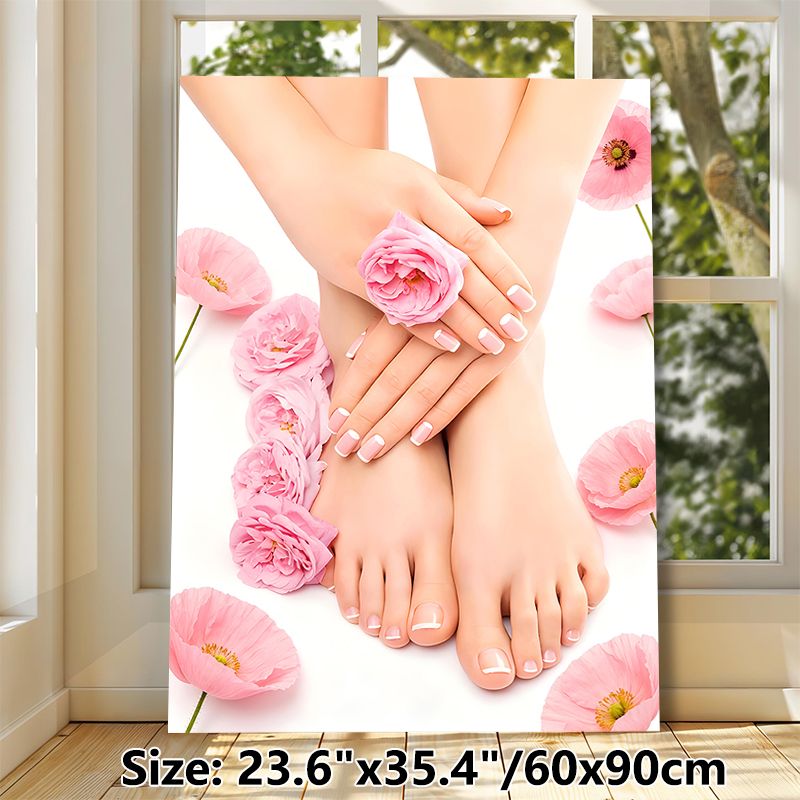 Manicure & Pedicure Themed Painting Poster, Soft-toned Elegant Beauty Scene Poster, Brings Gentle Relaxing Ambiance, Perfect For Beauty Salon, Spa_maomaolike.com