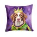 Brittany Spaniel King Of Mardi Gras Throw Pillow Machine Washable, Indoor Outdoor Decorative Pillow For Couch, Bed Or Patio, 14Hx14W_maomaolike.com