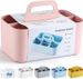 Multiuse Caddy Organizer With Handle - Stackable Plastic Tote Bin - Art Craft Supplies, Office, Desk, Stationery Pen Holder, Kitchen, Utensil, Makeup, Bathroom, Shower, Cleaning, Dorm Organizer - Pink_maomaolike.com