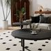 Modern Coffee Table With Two Display Shelves, Black Marble Surfaces, Tripod-inspired Base,Rounded Tabletop Edges_maomaolike.com