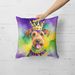 Airedale Terrier King Of Mardi Gras Throw Pillow Machine Washable, Indoor Outdoor Decorative Pillow For Couch, Bed Or Patio, 18Hx18W_maomaolike.com