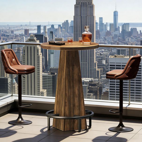 Round Pub Table, Counter Height Bar Table With Footrest_maomaolike.com