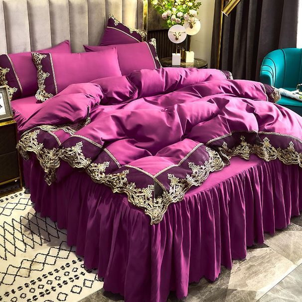 Luxury Ins-Style Bedding Collection: Exquisite Floral Embroidery,Plush Texture & Multi-Color Options , Mona Series Romance Lace Bedding Set_maomaolike.com