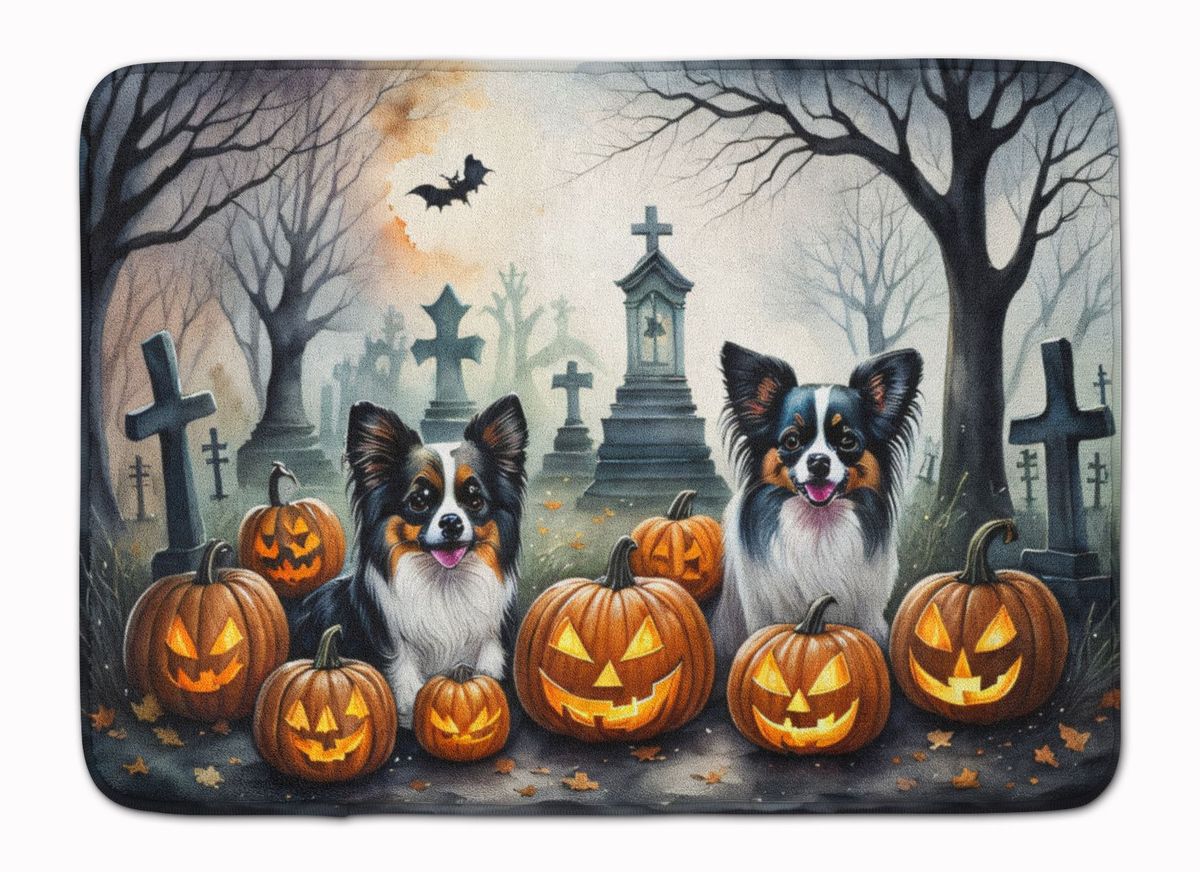 Papillon Spooky Halloween Memory Foam Kitchen Mat Machine Washable Anti-Fatigue Mat Cushion Comfort Bath Mat Or Kitchen Rug_maomaolike.com