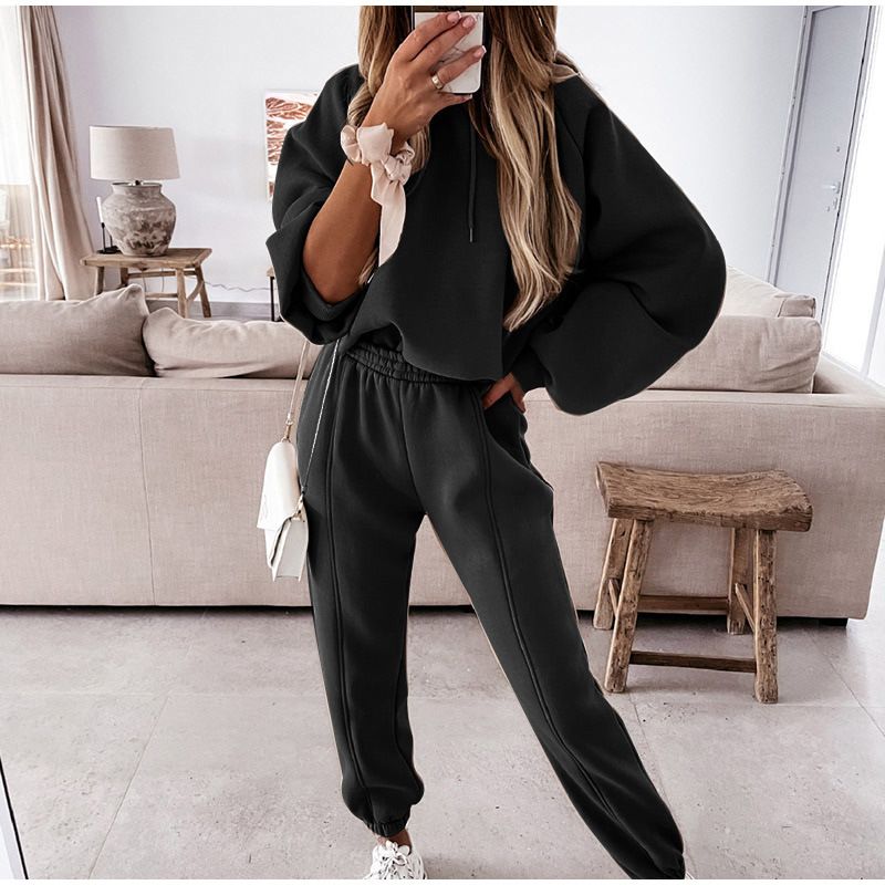 Women's Clothing popular autumn and winter women's sports and leisure hooded sweatshirt set two piece set_maomaolike.com