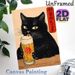 Black Cat & Beer Themed Painting Poster, Vintage Japanese Style Poster, Whimsical Black Cat Licking Beer Froth Design, Ideal For Home Bar, Living Room_maomaolike.com