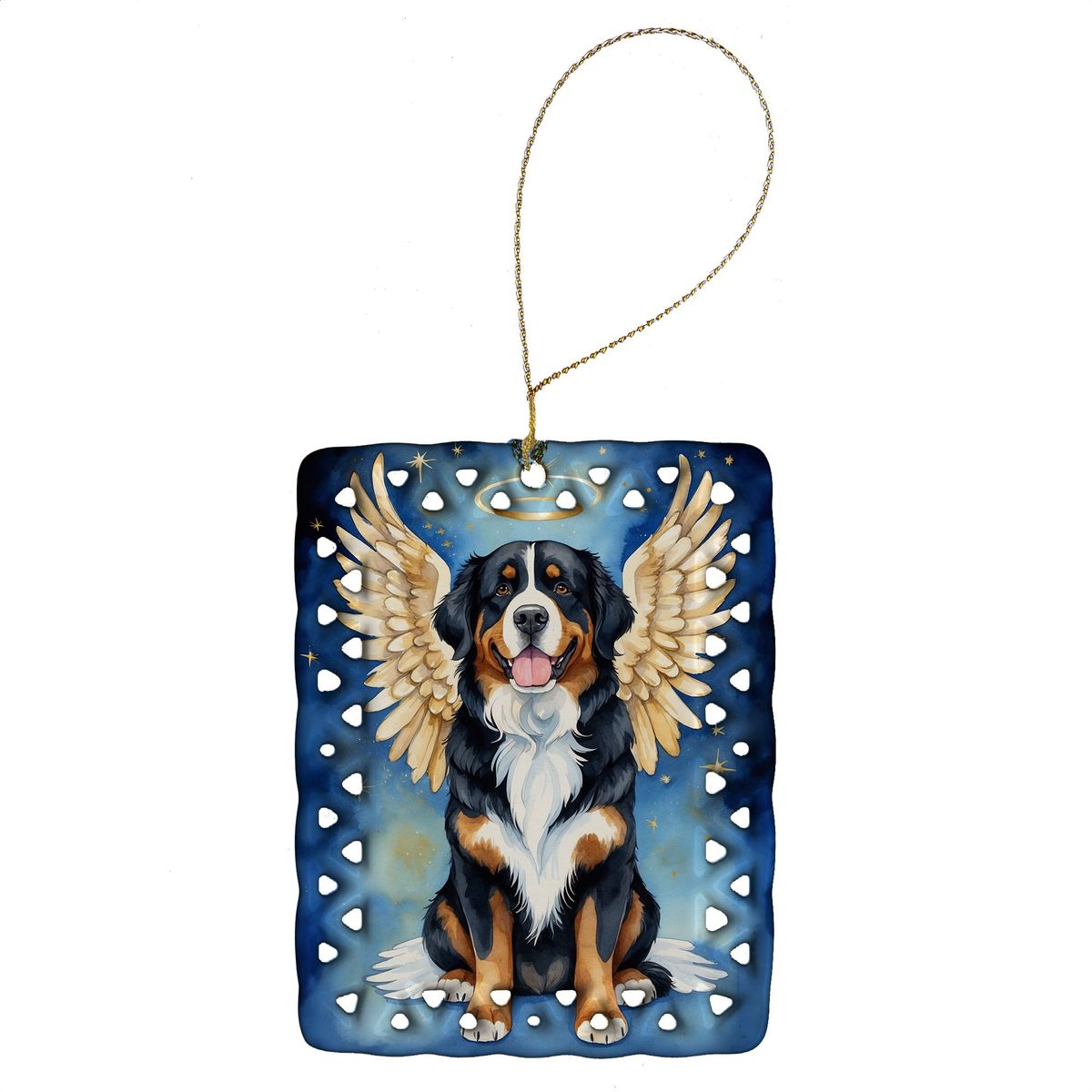 Bernese Mountain Dog My Angel Porcelain Ornament Christmas Tree Hanging Decorations For Home Christmas Holiday, Rectangle, Gift, Multicolor_maomaolike.com