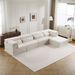 Compression Mahjong Sofa,Convertible Floor Sofa Bed,DIY Boneless Modular Sectional Sofa,No Assembly Required,Circle Fleece Fabric,Oversized 4 Seater With 1 Ottoman,White_maomaolike.com