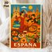 Spain Themed Painting Poster, Vintage Vibrant Spanish Cultural Scene Poster, Showcases Flamenco Dance, Local Cuisine & Iconic Landmarks, Ideal For_maomaolike.com