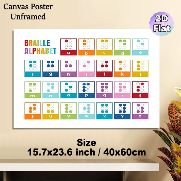 Braille Alphabet Painting Poster, Vibrant Color-coded Braille Chart Poster, Clear Braille Learning Reference Suitable For Educational Spaces, Home_maomaolike.com
